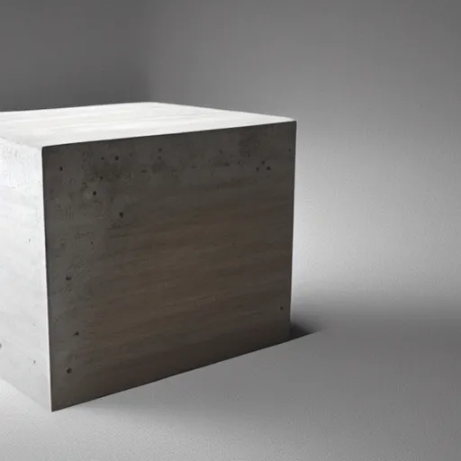 Image similar to high tech concrete bench cube, natural wood, minimal, dramatic lighting and composition, trending on artstation, concept art