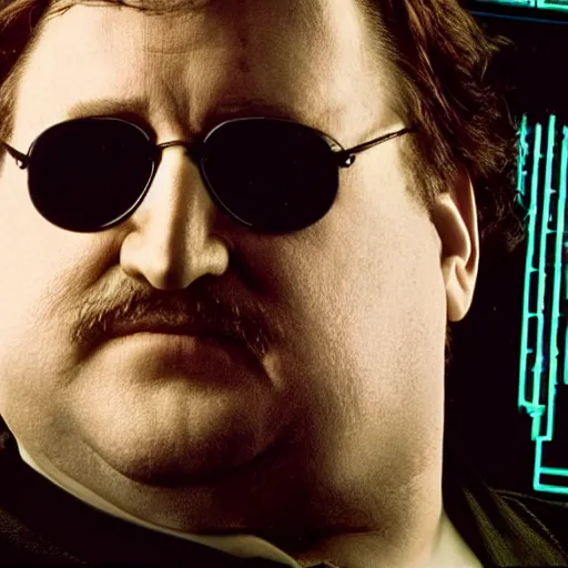 Prompt: gabe newell as neo in the matrix, 4k, high detail, high-resolution photograph