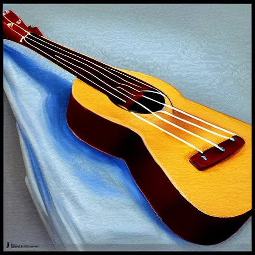 Image similar to highly detailed painting of an ukulele, digital painting, artstation, realistic