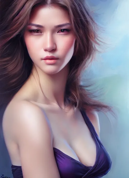 Image similar to photo of a gorgeous young woman in the style of stefan kostic, realistic, half body shot, sharp focus, 8 k high definition, insanely detailed, intricate, elegant, art by stanley lau and artgerm