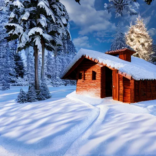 Image similar to house made out of snow built inside a chocolate world, scenic view, high quality photo, 4k