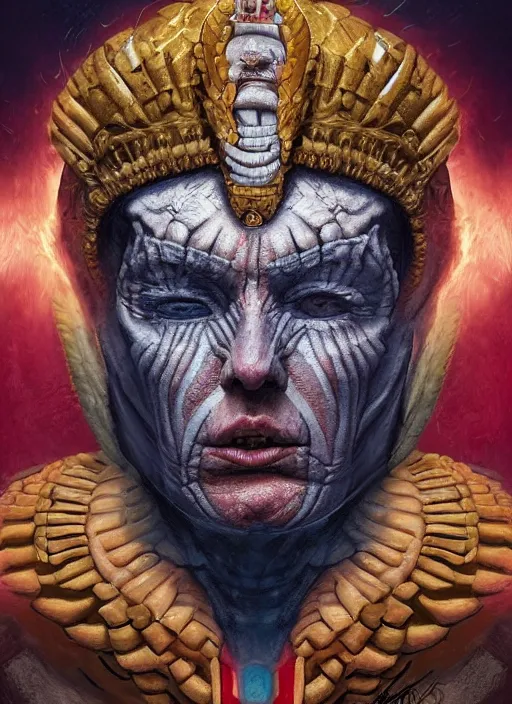 Image similar to digital _ painting _ of _ donald trump, mayan god of death _ by _ filipe _ pagliuso _ and _ justin _ gerard _ symmetric _ fantasy _ highly _ detailed _ realistic _ intricate _ port