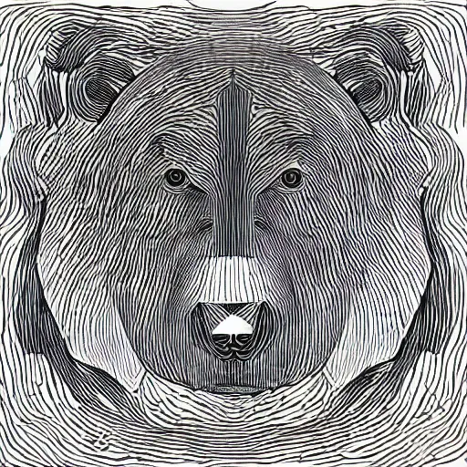 Prompt: Radiohead logo, a black and white image of a bear's head, an album cover by Yasutomo Oka, sots art, official art