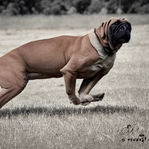 Prompt: boerboel in a field chasing a kangaroo, detailed, intricate