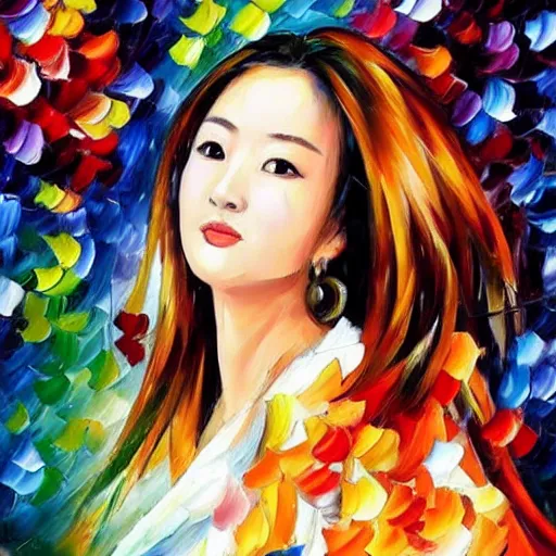 Prompt: a leonid afremov oil painting of zhang zi yi