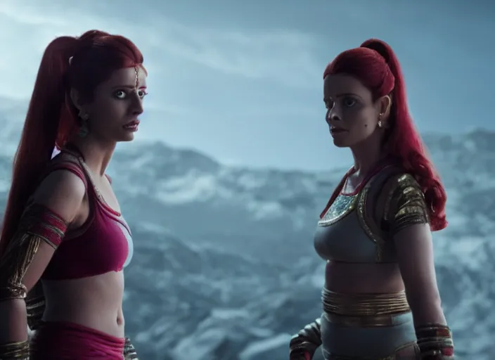 Image similar to film still of leela with a ponytail in the new scifi movie, 4 k