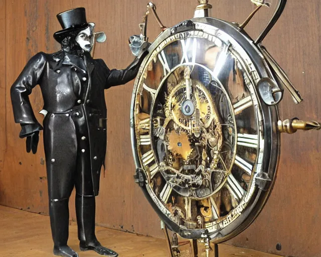 Prompt: a metal giant, victorian clockwork style