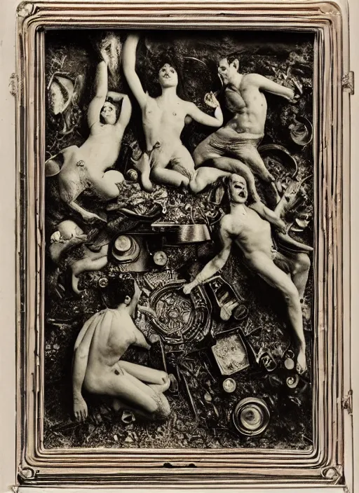 Prompt: old wetplate daguerreotype portrait of creation of time, explosion of data fragments, fractal, intricate, elegant, highly detailed, parallax, leica, medium format, subsurface scattering, portrait, elegant, highly detailed, matte painting, by stanley spencer