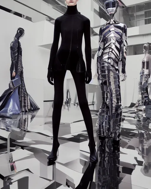 Image similar to an award winning fashion photograph of Balenciaga's fashion week 2049 campaign by Catherine Opie and Hajime Sorayama, Demna Gvasalia, cyberpunk, futuristic, Bladerunner 2049, dazzle camouflage!