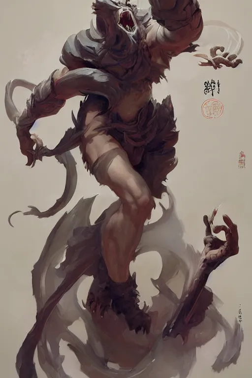 Prompt: monster, taoism, character design, painting by greg rutkowski, j. c. leyendecker, artgerm