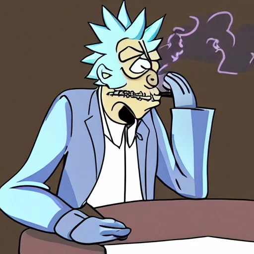 Image similar to rick sanchez smoking