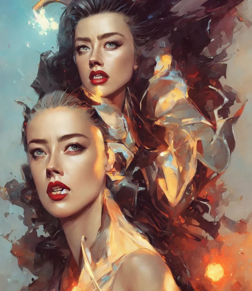 Image similar to amber heard portrait by peter mohrbacher, wadim kashin, greg rutkowski, larry elmore, george pemba, ernie barnes, raymond swanland, magali villeneuve, trending on artstation