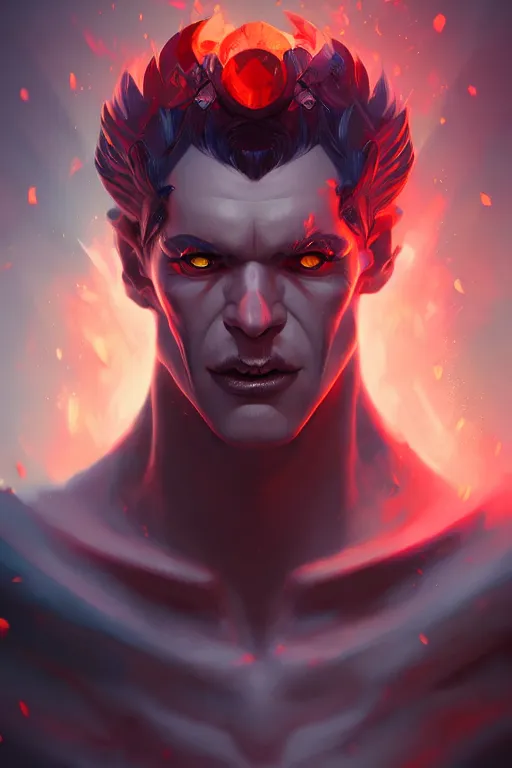 Image similar to the god hades, hellish setting, portrait, sharp focus, digital art, cgsociety, concept art, post processed, dynamic lighting, by emylie boivin, rossdraws and jazza