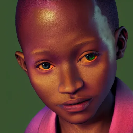 Image similar to portrait of a nigerian boy, james jean style, vfx art, unreal engine render, claymation style, colourful, volumetric light, digital painting, digital illustration, dramatic light,