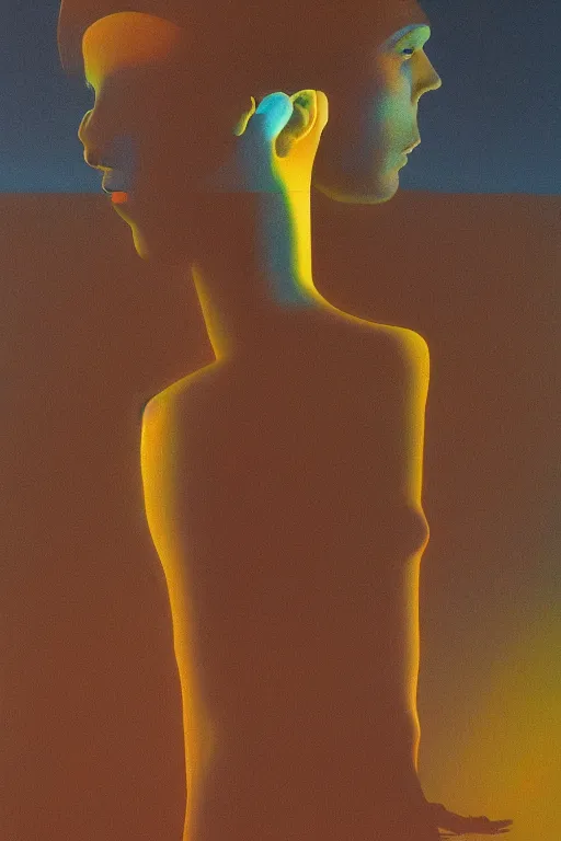 Image similar to woman wearing oculus and digital glitch head edward hopper and james gilleard, zdzislaw beksisnski, higly detailed