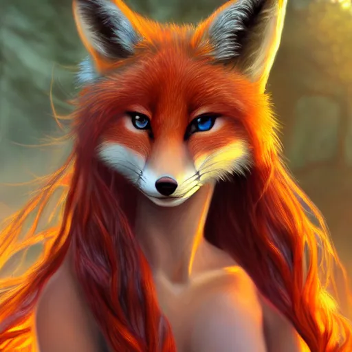 Prompt: award - winning extremely detailed fantasy art of a cute female anthro fox with innocent eyes, 4 k