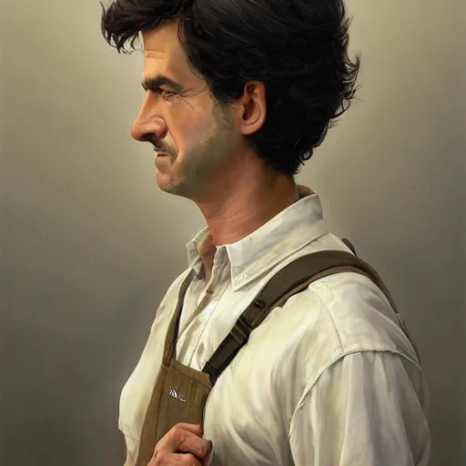 Image similar to Beautiful hyperrealistic detailed matte portrait painting of Gene Belcher from Bobs Burguer by andreas rocha and john howe and Martin Johnson