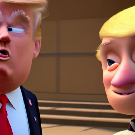 Image similar to still of a cute, smiling donald trump, from the new pixar movie, dynamic lighting, cgsociety