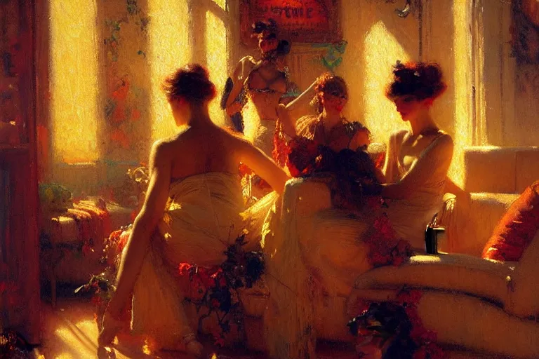 Image similar to spring, neon light, painting by gaston bussiere, craig mullins, j. c. leyendecker