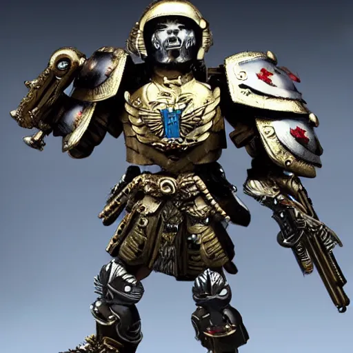 Image similar to God Emperor BongBong Marcos, Warhammer 4K armor,