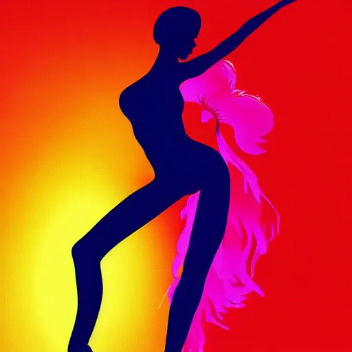 Image similar to trippy silhouette of dancing woman, details, instagram digital, artstation