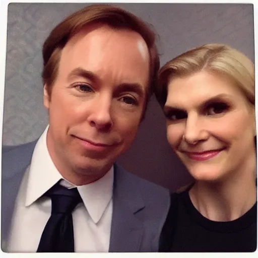 Image similar to Jimmy McGill and Kim Wexler selfie, polaroid