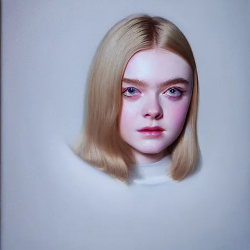 Image similar to a striking hyper real painting of Elle Fanning by Pierre-Auguste