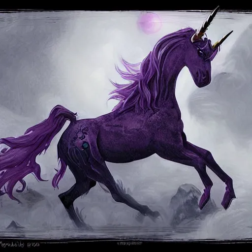 Prompt: a dark stabby unicorn, fantasy art