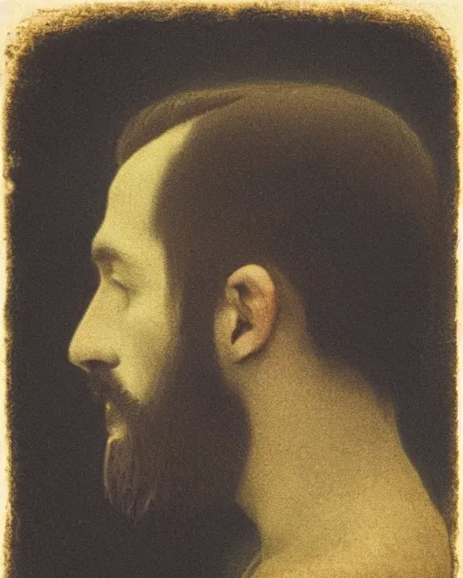 Image similar to a man's face in profile, made of hair, in the style of the dutch masters and gregory crewdson, dark and moody