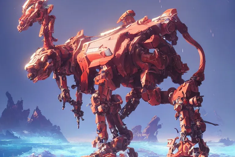 Image similar to sawtooth machine mecha animal beast robot of horizon forbidden west horizon zero dawn bioluminiscence, behance hd by jesper ejsing, by rhads, makoto shinkai and lois van baarle, ilya kuvshinov, rossdraws global illumination