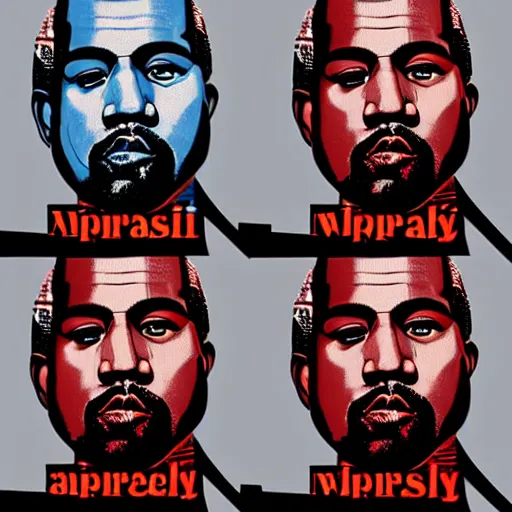 Prompt: kanye west as emperor, by andy warhol