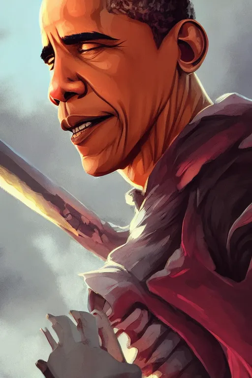 Prompt: obama in game of thrones, by artgerm, tooth wu, dan mumford, beeple, wlop, rossdraws, james jean, marc simonetti, artstation giuseppe dangelico pino and michael garmash and rob rey and greg manchess and huang guangjian and makoto shinkai