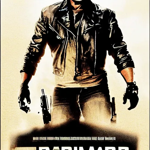 Prompt: terminator movie poster with title text