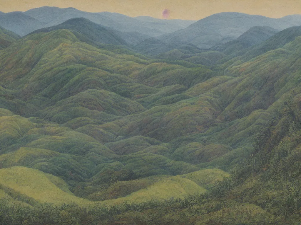 Image similar to appalachian landscape of the laurentian region, artwork by yang yongliang.