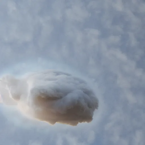 Image similar to a cloud made of dog floating in space