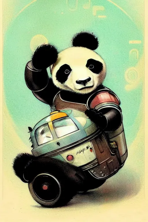 Image similar to ( ( ( ( ( 1 9 5 0 s retro future android robot panda. muted colors. childrens layout, ) ) ) ) ) by jean - baptiste monge,!!!!!!!!!!!!!!!!!!!!!!!!!