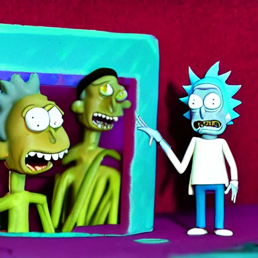 Prompt: claymation style rick and morty monster
