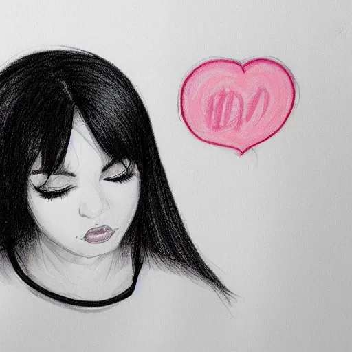 Image similar to 2000's scene emo beautiful girl drawing on tablet