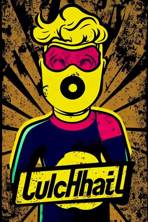 Image similar to fallout 7 6 retro futurist illustration art by butcher billy, sticker, colorful, illustration, highly detailed, simple, smooth and clean vector curves, no jagged lines, vector art, smooth andy warhol style