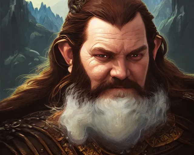 Image similar to gimli from lord of the rings, deep focus, d & d, fantasy, intricate, elegant, highly detailed, digital painting, artstation, concept art, matte, sharp focus, illustration, hearthstone, art by artgerm and greg rutkowski and alphonse mucha