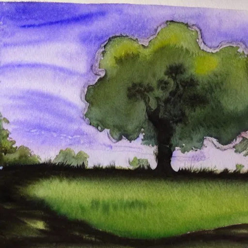 Prompt: spooky willow tree grove, watercolor