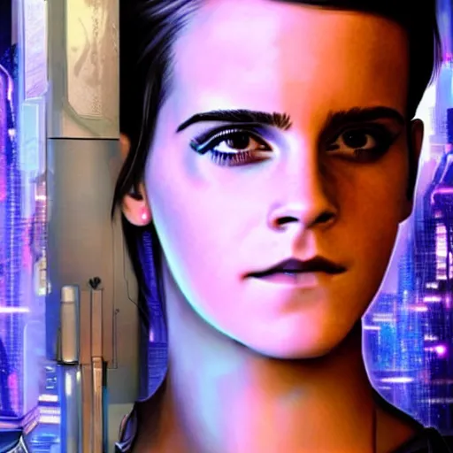 Image similar to Cyberpunk Emma Watson