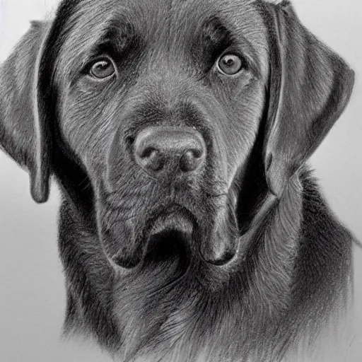 Prompt: a perfect pencil sketch of a Labrador