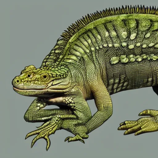 Image similar to crocodile and iguana hybrid animal realistic proportions