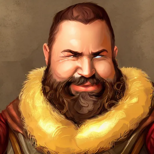 Image similar to portrait, 40 years old man :: fantasy dwarf :: thick beard, brown eyes, short pure white hair :: full plate armor, golden decoration :: high detail, digital art, RPG, concept art, illustration