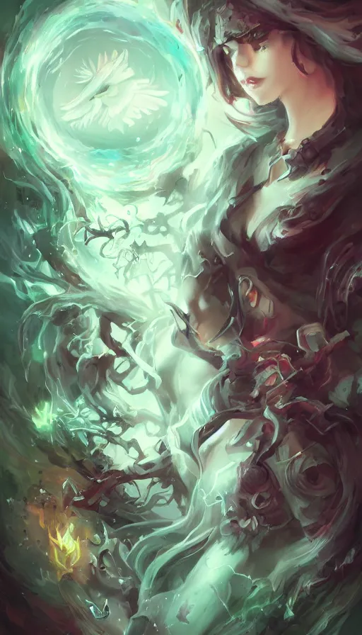 Image similar to life and death mixing together, by ross tran