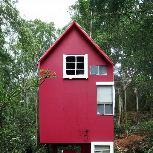 Prompt: house made of wet red flesh