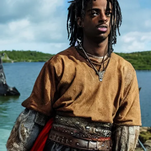 Image similar to playboi carti in vikings 4 k the detailed super realistic