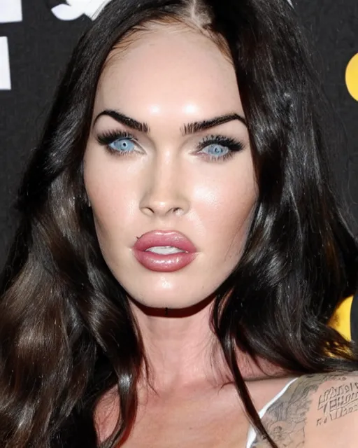 Image similar to megan fox made out of mayonnaise, human face made out of mayonnaise, megan fox wearing white mayonnaise on her face