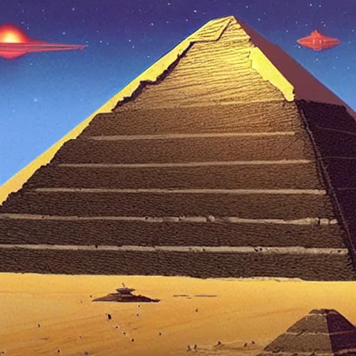 Prompt: the pyramids of giza as star wars concept art ralph mcquarrie